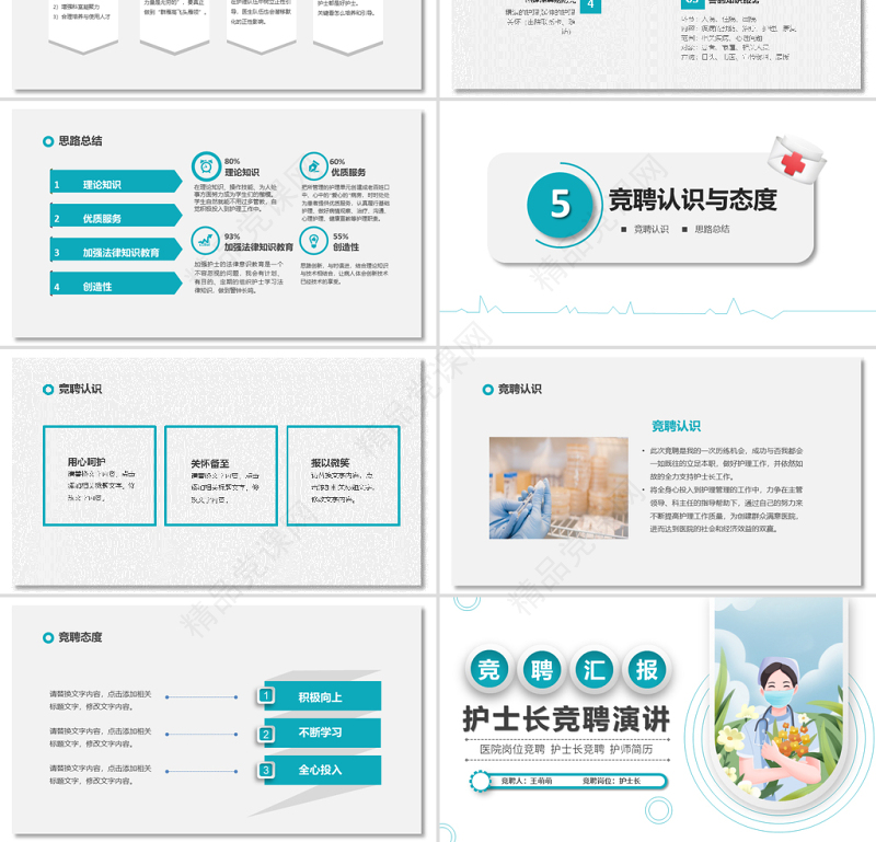 年护士长竞聘ppt简洁微粒体风格医疗岗位竞聘护士长护师竞选模板