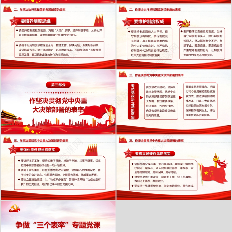 红色党政风争做三个表率夯实机关党建专题教育党课PPT