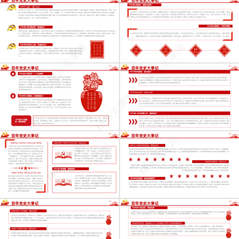 1921-2021党史大事记PPT红色建党100周年党的发展历程大事件学习教育党课PPT