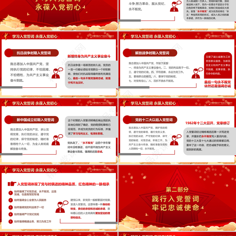 2021从入党誓词领悟党员的初心和使命PPT党政风建党100周年迎七一系列党课课件