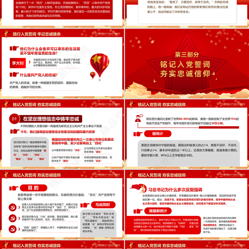 2021从入党誓词领悟党员的初心和使命PPT党政风建党100周年迎七一系列党课课件
