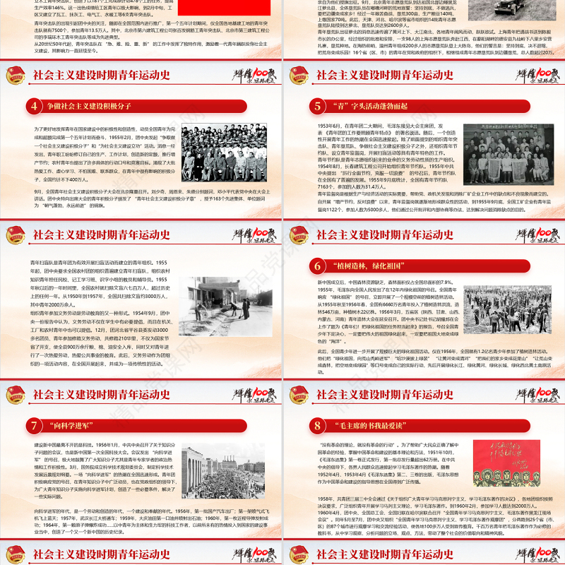 中国青年运动史PPT党政风党建风中国共青团成立100周年弘扬五四精神挥洒热血青春专题团课