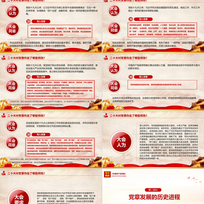 关于《中国共产党章程（修正案）》的决议PPT党政风优质写入党章的新内容学习解读党课课件