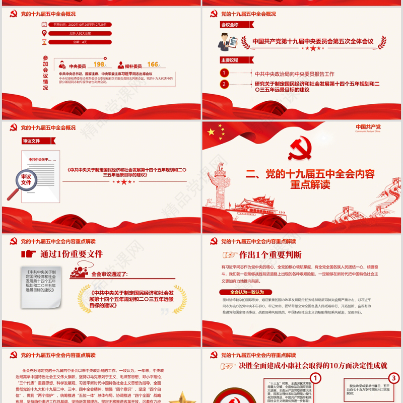 党政风中国共产党第十九届五中全会公报解读PPT