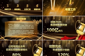 牛年黑金酷炫光效Happy牛year年终总结企业颁奖典礼公司年会PPT模板