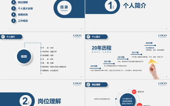 2022办公室主任竞聘PPT蓝色创意极简风主任竞聘中层晋升答辩模板