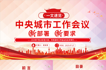 红色简洁2025中央城市工作会议新部署新要求PPT课件下载