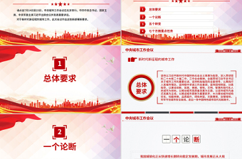 红色简洁2025中央城市工作会议新部署新要求PPT课件下载