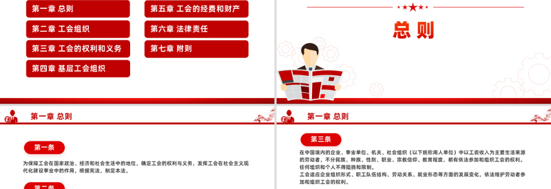 红色精美《中华人民共和国工会法》PPT模板