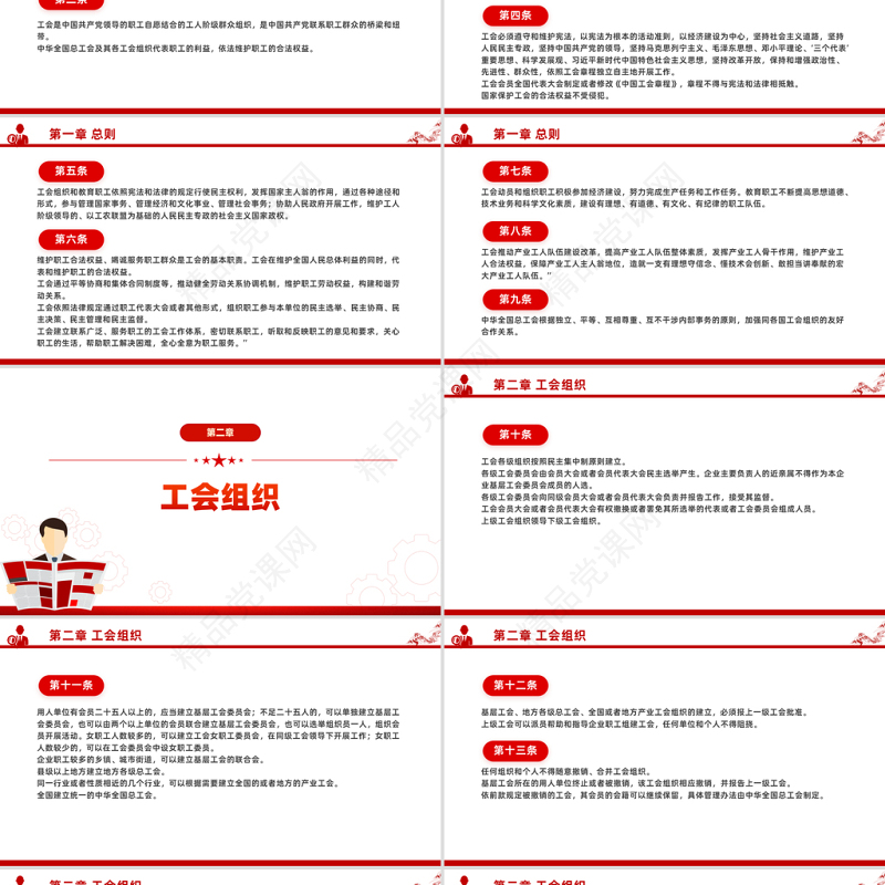 红色精美《中华人民共和国工会法》PPT模板