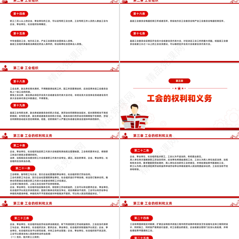 红色精美《中华人民共和国工会法》PPT模板