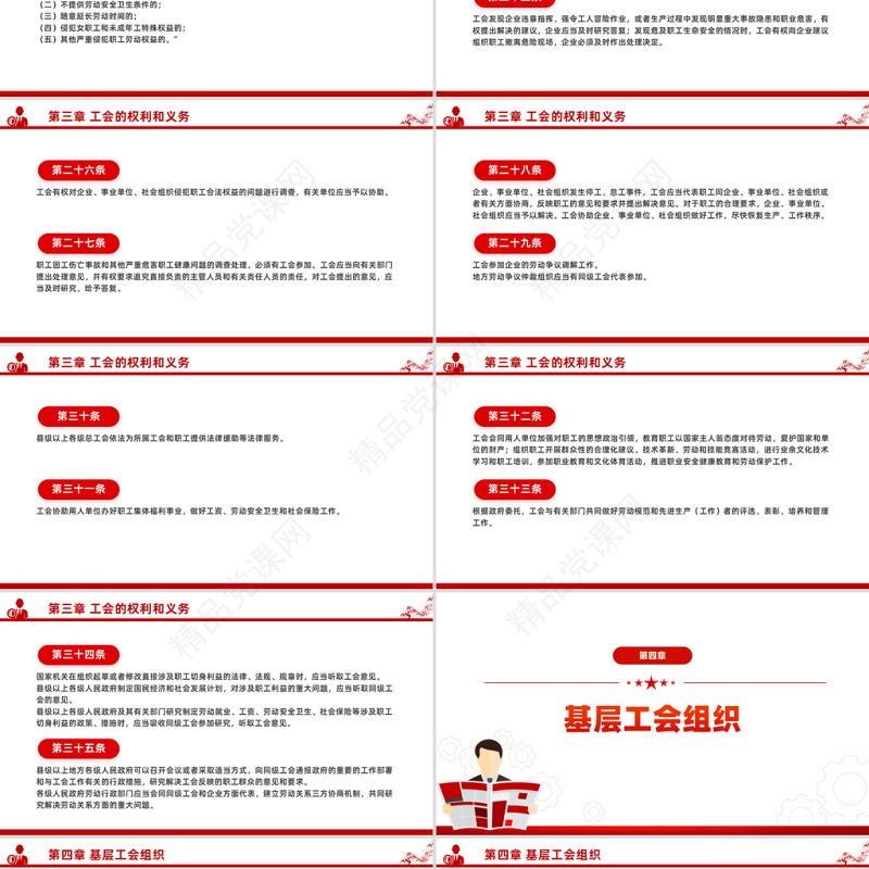 红色精美《中华人民共和国工会法》PPT模板