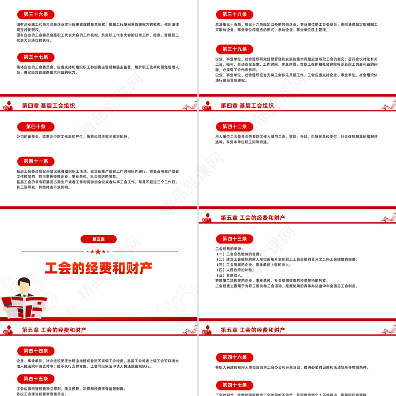红色精美《中华人民共和国工会法》PPT模板