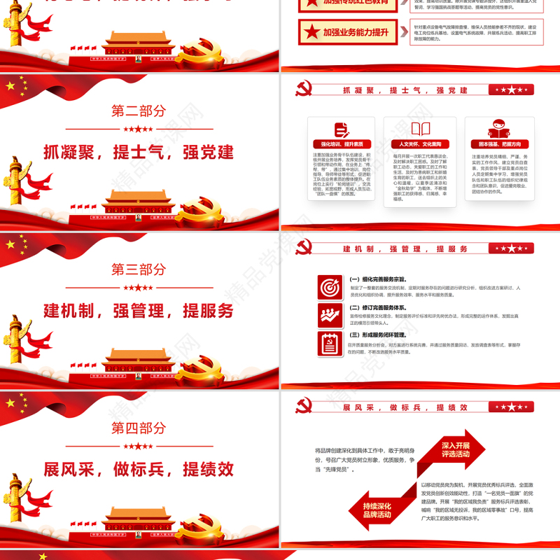 “党建品牌引领”工作法 PPT 党政风 党政风特色主题 党日活动专题党课课件模板 ppt党政风 党政风