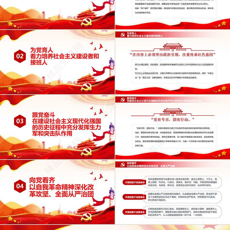 党旗所指就是团旗所向PPT党政风优质坚持党的领导建团100周年共青团团课课件