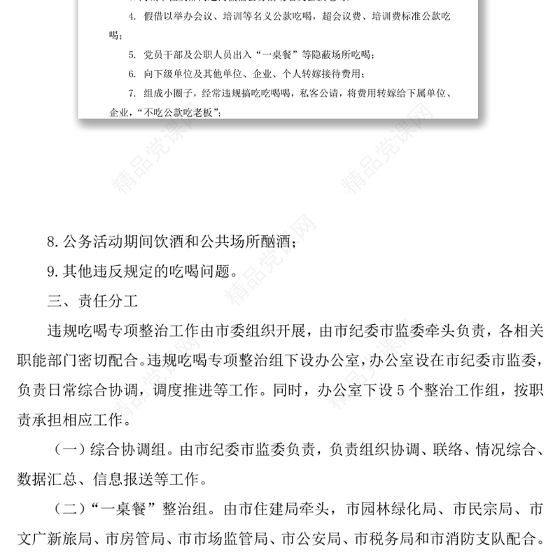 关于在全市开展违规吃喝问题专项整治的工作方案
