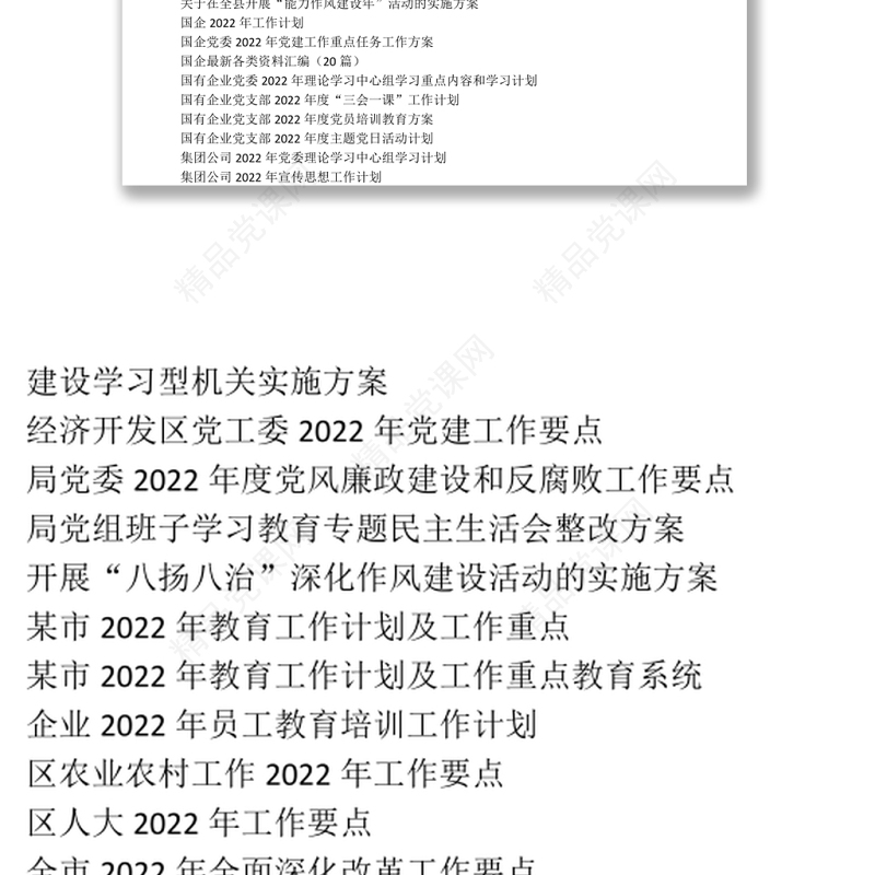 学习参阅之2022年度工作要点、党建工作计划、专项工作方案等资料汇编