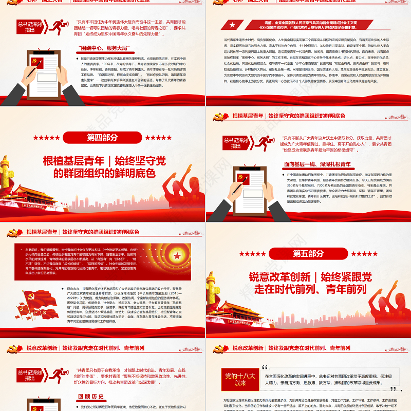 书写新时代共青团的壮丽青春篇章PPT精品学习总书记在中国青年团成立100周年大会上的重要讲话课件模板