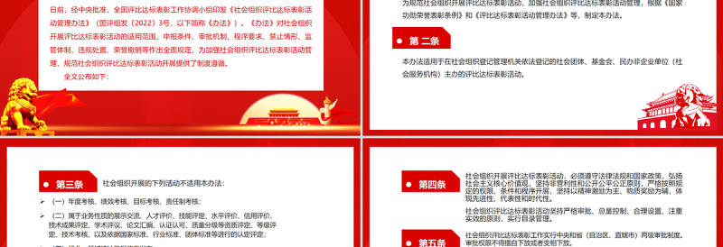 红色党政风《社会组织评比达标表彰活动管理办法》PPT专题课件模板