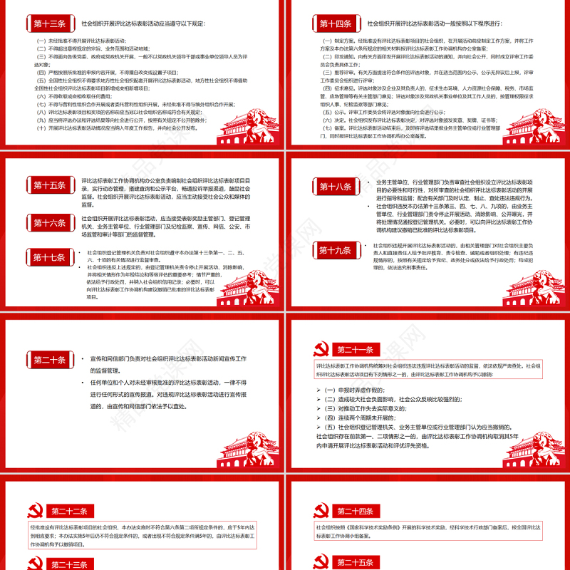 红色党政风《社会组织评比达标表彰活动管理办法》PPT专题课件模板