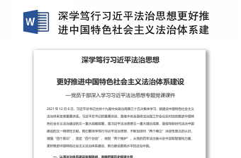 深学笃行习近平法治思想更好推进中国特色社会主义法治体系建设 党员干部学习教育专题党课演讲稿 发言材料