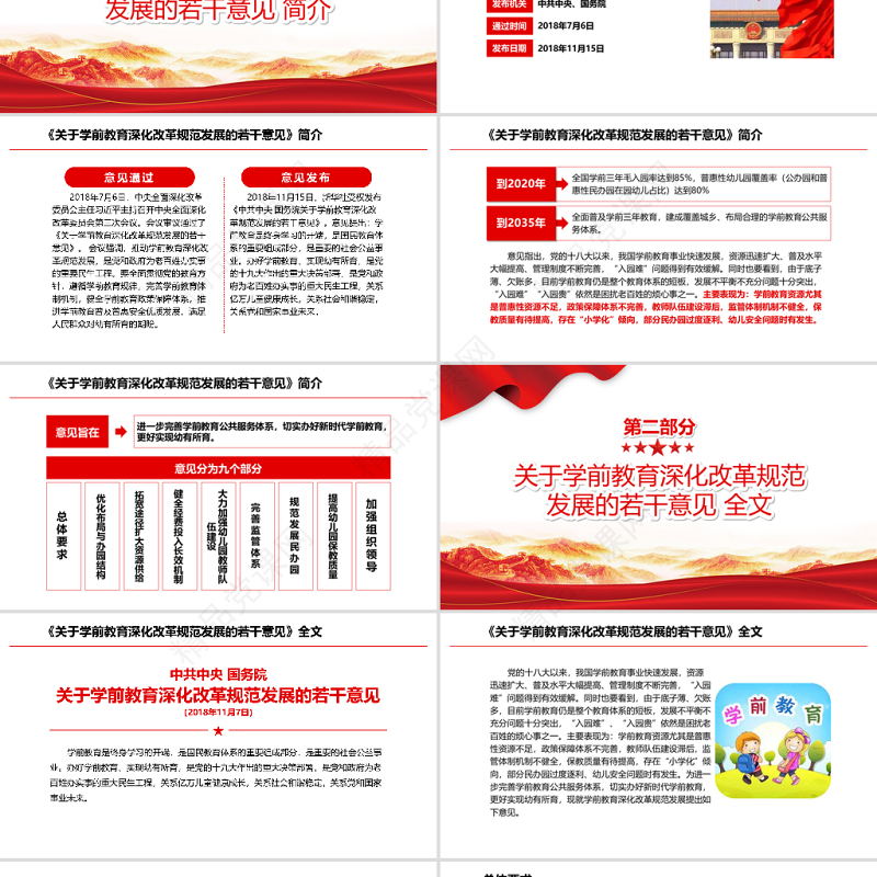 学习中共中央国务院关于学前教育深化改革规范发展的若干意见PPT模板