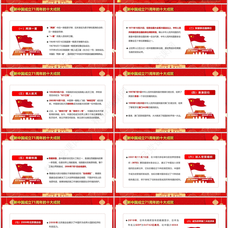 党政风党政党建党课2020国庆节建国71周年党课PPT模板