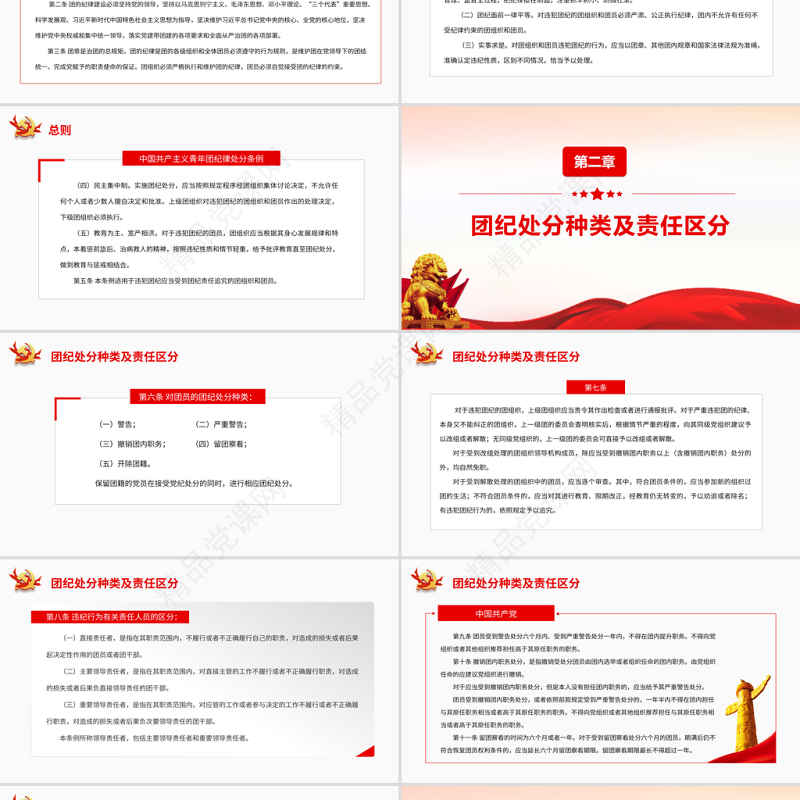 中国共产主义青年团纪律处分条例PPT红色简约风共青团员学习纪律条例专题党课课件