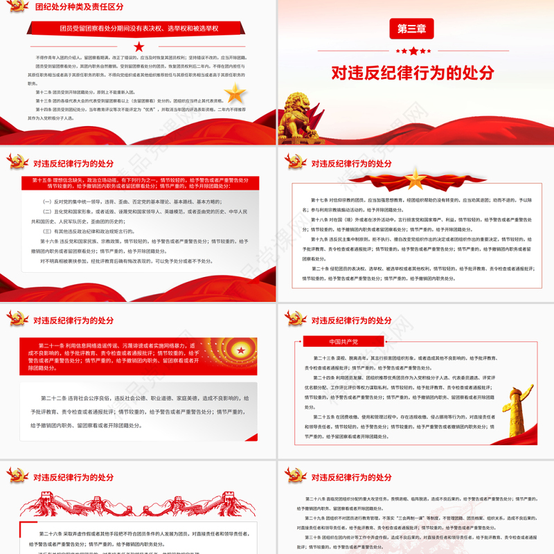 中国共产主义青年团纪律处分条例PPT红色简约风共青团员学习纪律条例专题党课课件