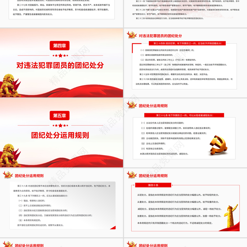 中国共产主义青年团纪律处分条例PPT红色简约风共青团员学习纪律条例专题党课课件