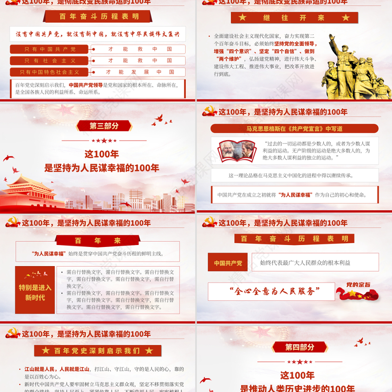 百年大党风华掠影PPT中国共产党的百年奋斗是马克思主义中国化彻底改变民族命运为人民谋幸福推动人类历史进步的100年党课课件