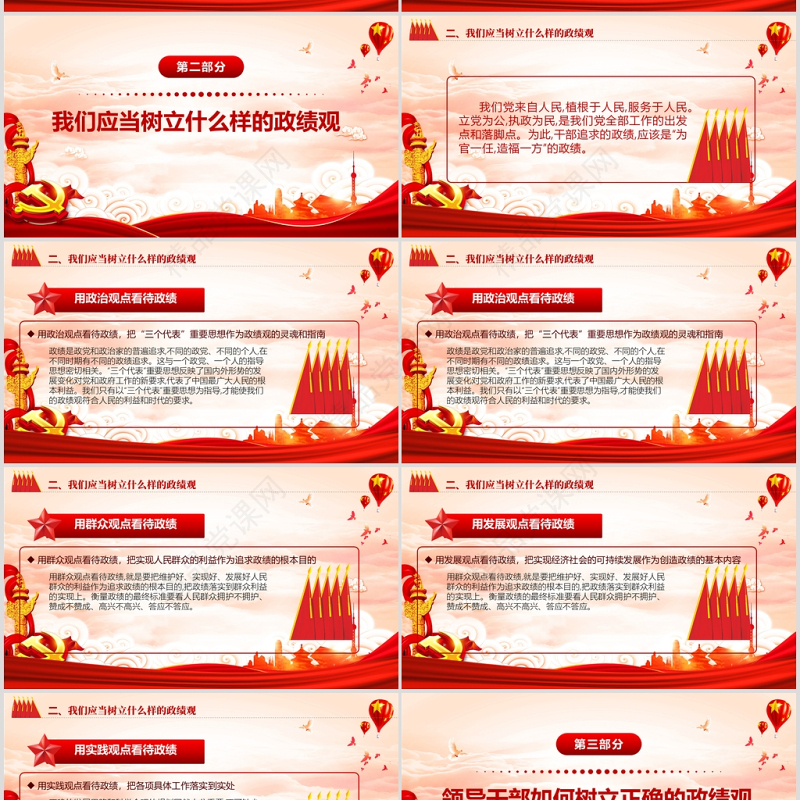 树立正确的政绩观党建专题教育党课PPT模板