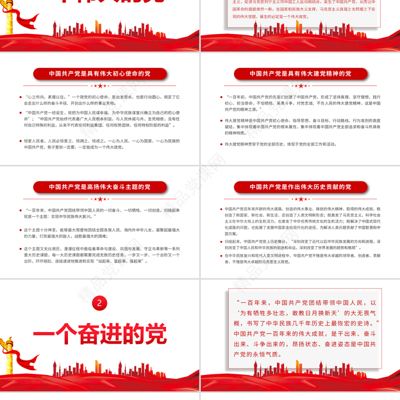 从百年征程看中国共产党的光辉品质PPT庆祝建党100周年学习领会七一重要讲话精神党课课件模板