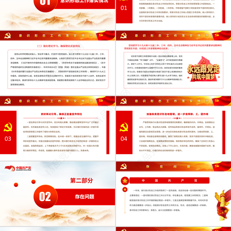 银行意识形态工作情况报告PPT党政风银行党支部季度意识形态分析研判情况专题党课课件模板