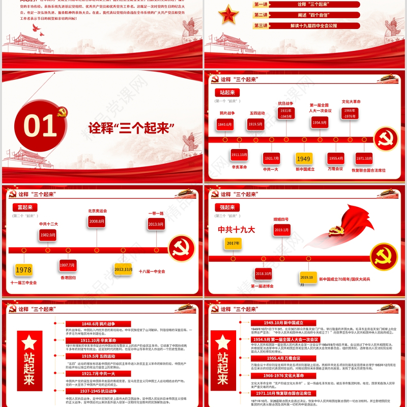 党支部党委党组七一建党最新党课我们走在大路上动态PPT模板-含讲稿