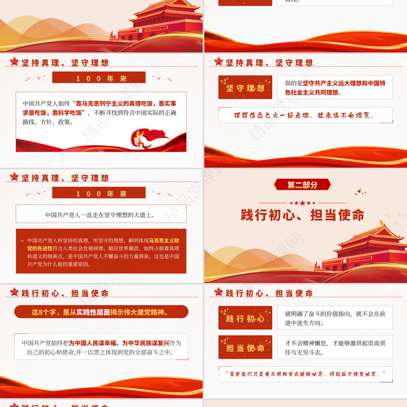 2021伟大建党精神的四个层面PPT庆祝中国共产党建党一百周年专题党课课件下载