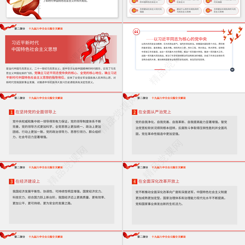 十九届六中全会公报学习PPT党建风深入学习党的百年奋斗重大成就和历史经验专题党课课件