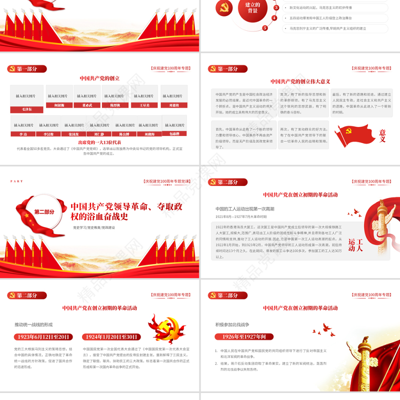 2021学好百年党史凝聚奋斗伟力PPT庆祝建党100周年专题党史学习教育专题辅导党课PPT模板