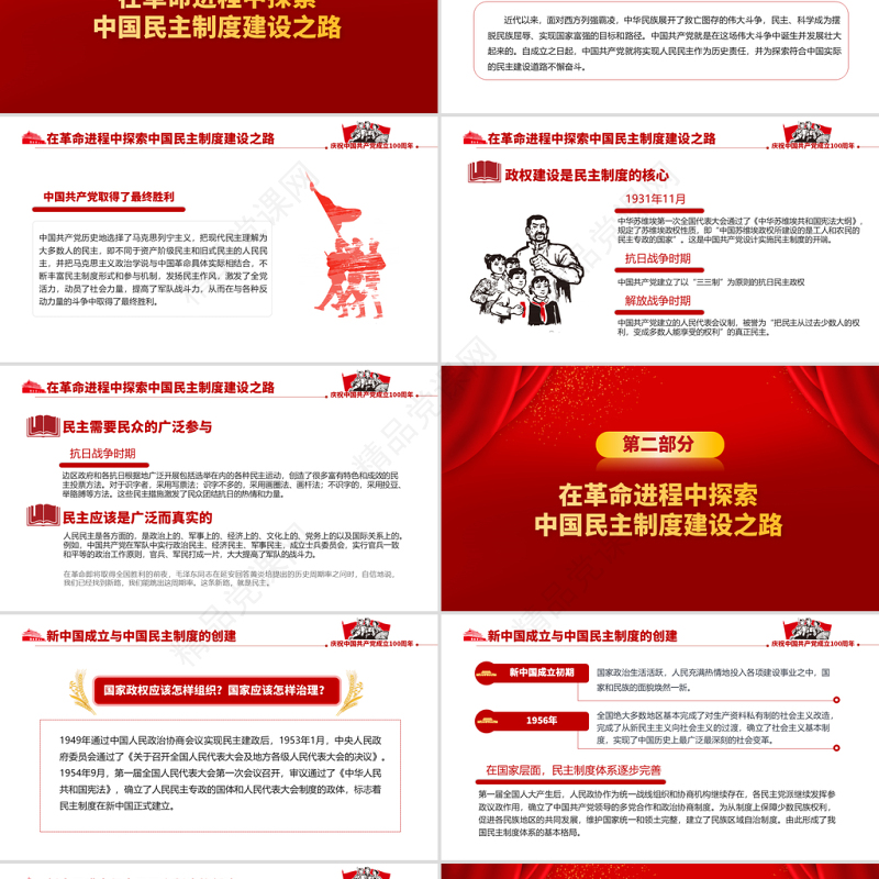 中国民主制度的百年探索及启示PPT建党100周年学党史专题教育PPT模板