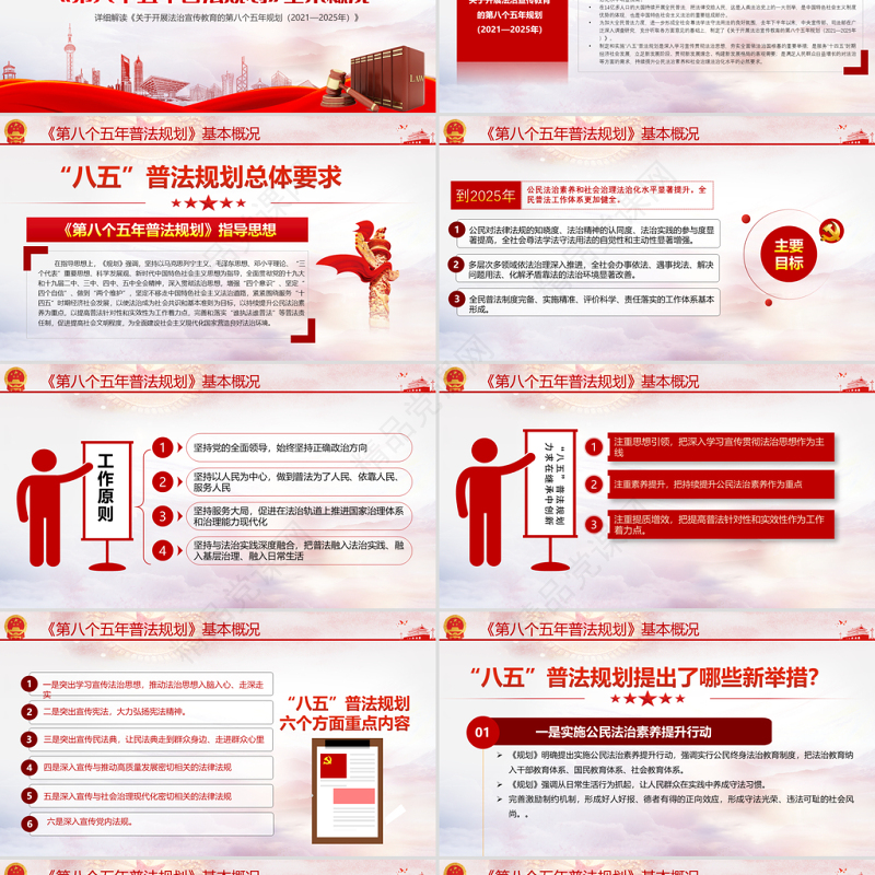 关于开展法治宣传教育的第八个五年规划PPT认真贯彻落实学习第八个五年规划课件模板