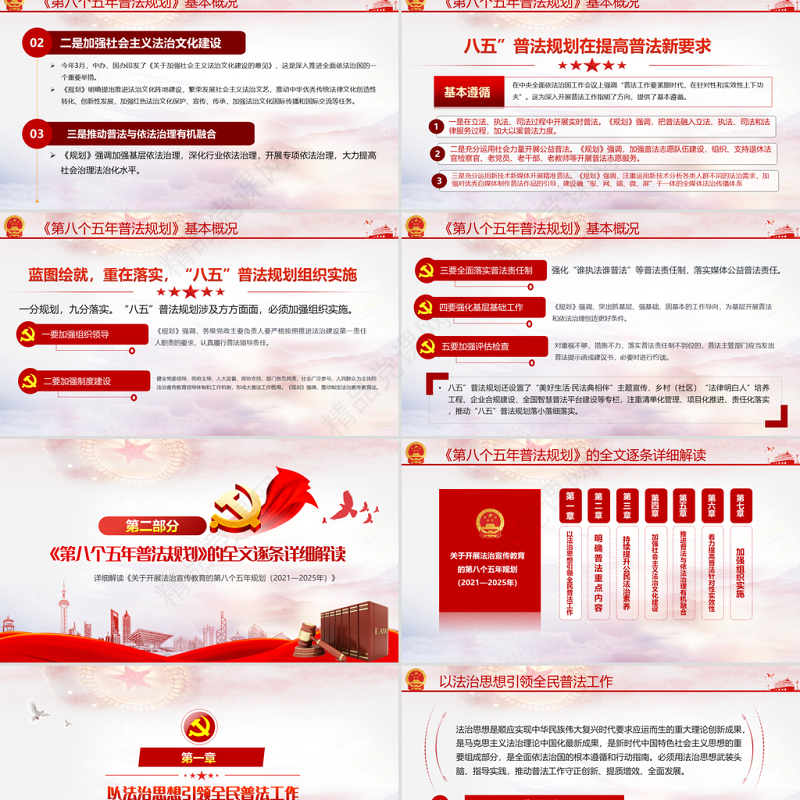 关于开展法治宣传教育的第八个五年规划PPT认真贯彻落实学习第八个五年规划课件模板
