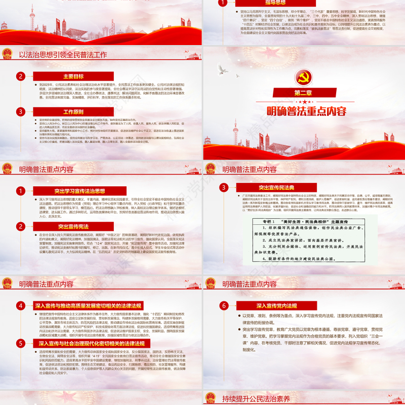 关于开展法治宣传教育的第八个五年规划PPT认真贯彻落实学习第八个五年规划课件模板