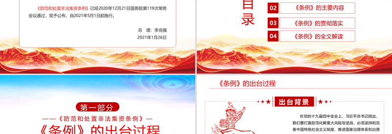 学习解读国务院颁布的《防范和处置非法集资条例》PPT专题系列党课课件模板