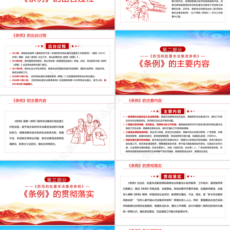 学习解读国务院颁布的《防范和处置非法集资条例》PPT专题系列党课课件模板