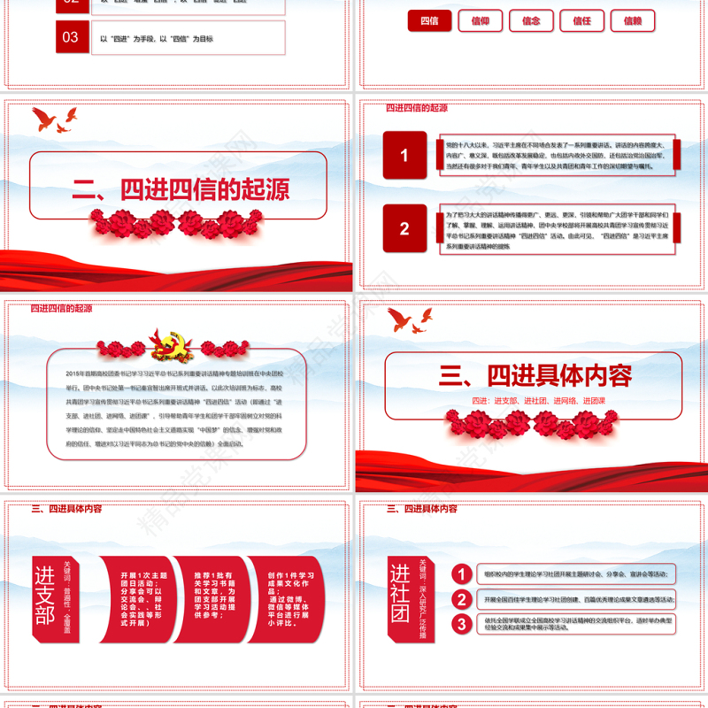 学四进四信做四可青年PPT学党史专题微党课课件模板下载