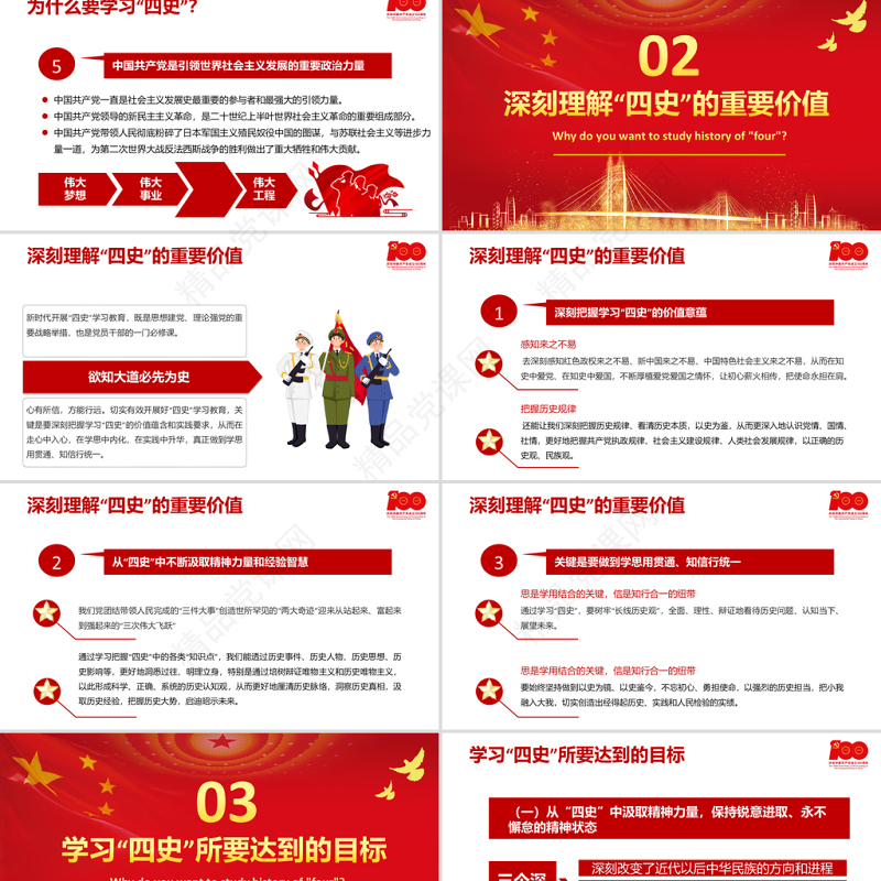 2021学习传播四史砥砺奋进前行PPT庆祝建党100周年四史党课学习党支部党政党史国史改革开放史专题辅导PPT模板