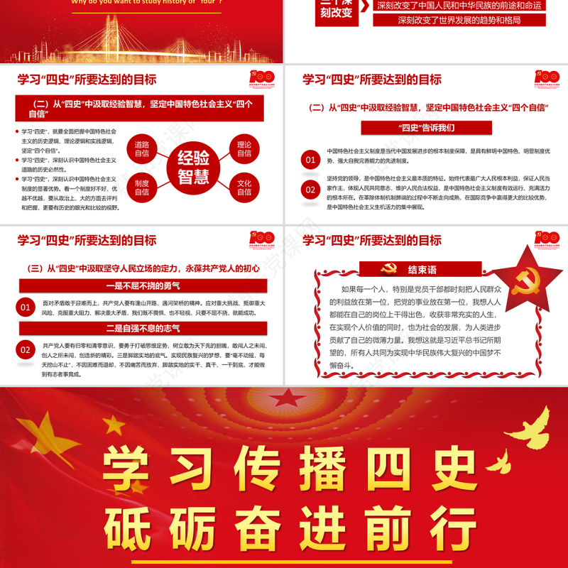 2021学习传播四史砥砺奋进前行PPT庆祝建党100周年四史党课学习党支部党政党史国史改革开放史专题辅导PPT模板