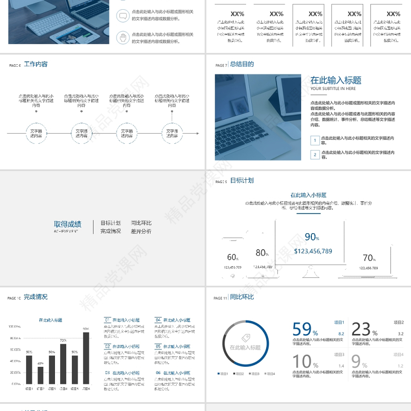 极简工作总结PPT简约蓝色大气工作总结汇报模板