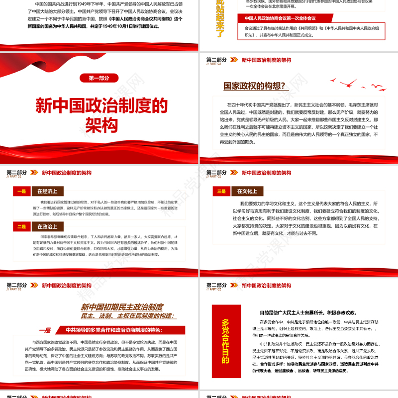 建立新中国的背景及其实践PPT红色极简风七一建党节建党100周年专题党课PPT模板