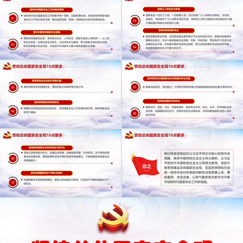 2021坚持总体国家安全观做好新时代国家安全工作PPT专题系列党课课件模板下载